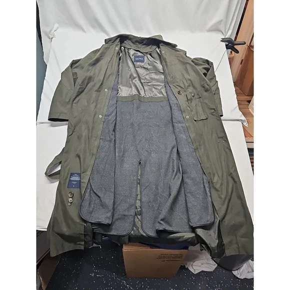 Vtg Nautica Trench Coat Mens 40T Pewter Double Breasted Lined Preppy Retro - Picture 9 of 16